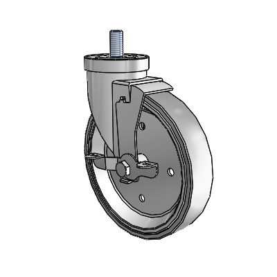 30 Series Threaded Stem Zinc Swivel Caster with 6 x 1.25 Welded Disc Rubber (Grey) Wheel and VertiLoc Brake
