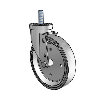 30 Series Threaded Stem Zinc Swivel Caster with 6 x 1.25 Welded Disc Rubber (Grey) Wheel
