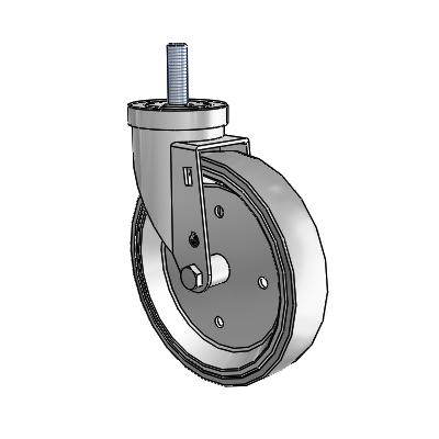 30 Series Threaded Stem Zinc Swivel Caster with 6 x 1.25 Welded Disc Rubber (Grey) Wheel