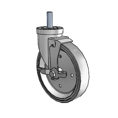 30 Series Threaded Stem Zinc Swivel Caster with 6 x 1.25 Welded Disc Rubber (Grey) Wheel and VertiLoc Brake