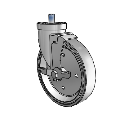 30 Series Threaded Stem Zinc Swivel Caster with 6 x 1.25 Welded Disc Rubber (Grey) Wheel and VertiLoc Brake