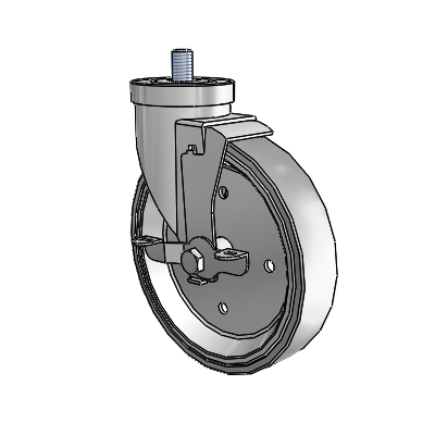 30 Series Threaded Stem Zinc Swivel Caster with 6 x 1.25 Welded Disc Rubber (Grey) Wheel and VertiLoc Brake