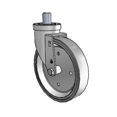 30 Series Threaded Stem Zinc Swivel Caster with 6 x 1.25 Welded Disc Rubber (Grey) Wheel