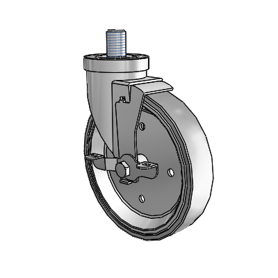 30 Series Threaded Stem Zinc Swivel Caster with 6 x 1.25 Welded Disc Rubber (Grey) Wheel and VertiLoc Brake