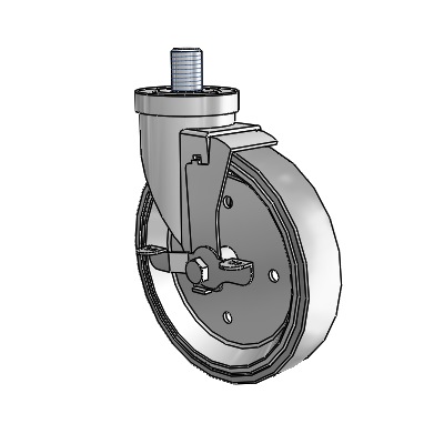 30 Series Threaded Stem Zinc Swivel Caster with 6 x 1.25 Welded Disc Rubber (Grey) Wheel and VertiLoc Brake