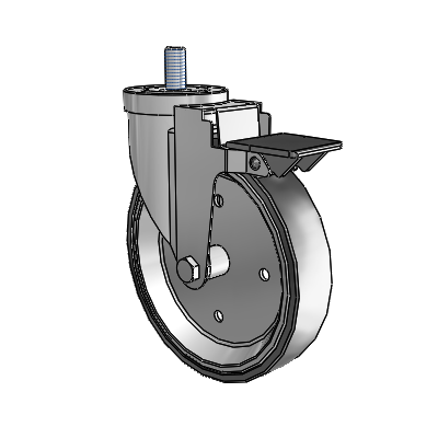 30 Series Threaded Stem Zinc Swivel Caster with 6 x 1.25 Welded Disc Polyurethane Wheel and PosiLoc Brake
