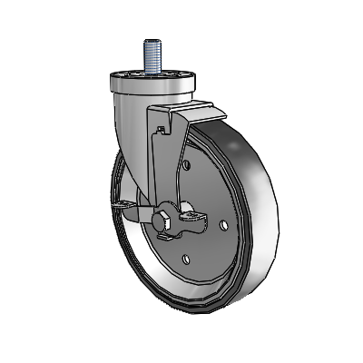 30 Series Threaded Stem Zinc Swivel Caster with 6 x 1.25 Welded Disc Polyurethane Wheel and VertiLoc Brake