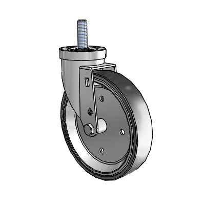 30 Series Threaded Stem Zinc Swivel Caster with 6 x 1.25 Welded Disc Polyurethane Wheel