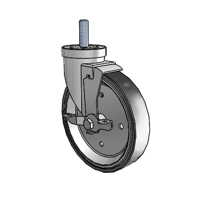 30 Series Threaded Stem Zinc Swivel Caster with 6 x 1.25 Welded Disc Polyurethane Wheel and VertiLoc Brake