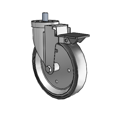 30 Series Threaded Stem Zinc Swivel Caster with 6 x 1.25 Welded Disc Polyurethane Wheel and PosiLoc Brake