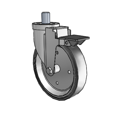 30 Series Threaded Stem Zinc Swivel Caster with 6 x 1.25 Welded Disc Polyurethane Wheel and PosiLoc Brake