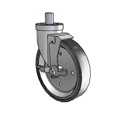 30 Series Threaded Stem Zinc Swivel Caster with 6 x 1.25 Welded Disc Polyurethane Wheel and VertiLoc Brake
