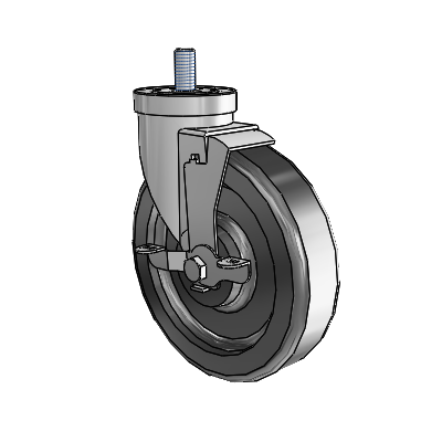 30 Series Threaded Stem Zinc Swivel Caster with 6 x 1.5 Phenolic Wheel and VertiLoc Brake