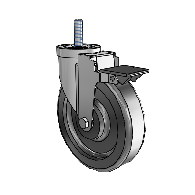 30 Series Threaded Stem Zinc Swivel Caster with 6 x 1.5 Phenolic Wheel and PosiLoc Brake