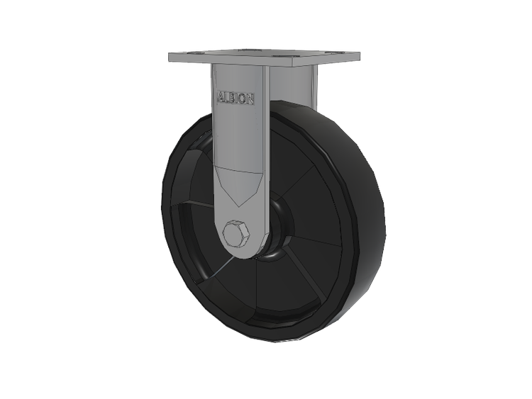 16 Series Top Plate Rigid Caster with 8 x 2 Black Nylon HT - Glass-Filled Nylon (High Heat) Wheel
