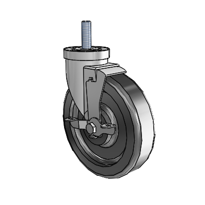30 Series Threaded Stem Zinc Swivel Caster with 6 x 1.5 Phenolic Wheel and VertiLoc Brake