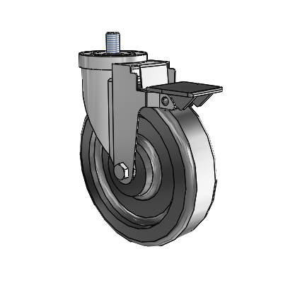 30 Series Threaded Stem Zinc Swivel Caster with 6 x 1.5 Phenolic Wheel and PosiLoc Brake