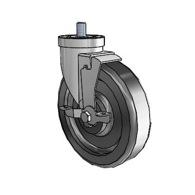 30 Series Threaded Stem Zinc Swivel Caster with 6 x 1.5 Phenolic Wheel and VertiLoc Brake