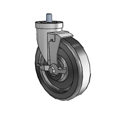 30 Series Threaded Stem Zinc Swivel Caster with 6 x 1.5 Phenolic Wheel and VertiLoc Brake
