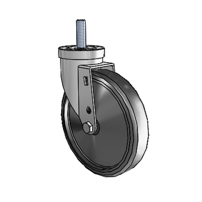 30 Series Threaded Stem Zinc Swivel Caster with 6 x 1.25 Hard Rubber Wheel
