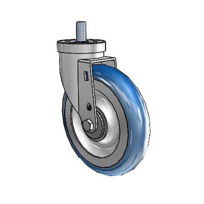 30 Series Threaded Stem Zinc Swivel Caster with 6 x 1.25 PolyLoc (Blue) Wheel