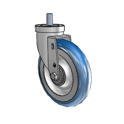 30 Series Threaded Stem Zinc Swivel Caster with 6 x 1.25 PolyLoc (Blue) Wheel