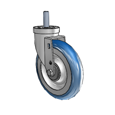 30 Series Threaded Stem Zinc Swivel Caster with 6 x 1.25 PolyLoc (Blue) Wheel