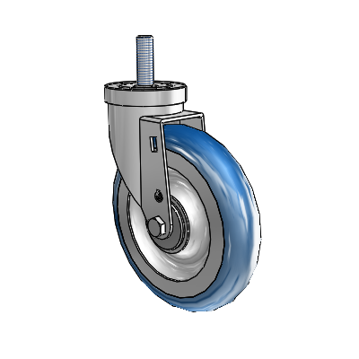 30 Series Threaded Stem Zinc Swivel Caster with 6 x 1.25 PolyLoc (Blue) Wheel