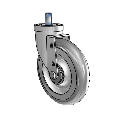 30 Series Threaded Stem Zinc Swivel Caster with 6 x 1.25 PolyLock (Grey) Wheel