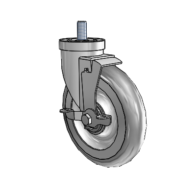 30 Series Threaded Stem Zinc Swivel Caster with 6 x 1.25 PolyLock (Grey) Wheel and VertiLoc Brake