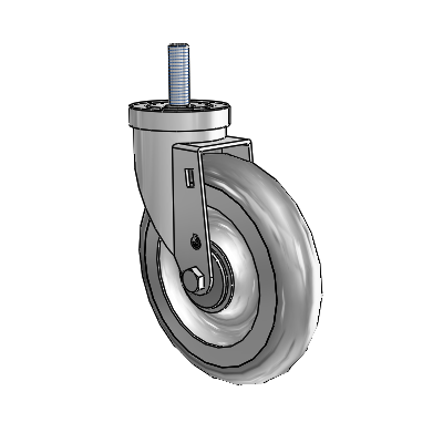 30 Series Threaded Stem Zinc Swivel Caster with 6 x 1.25 PolyLock (Grey) Wheel