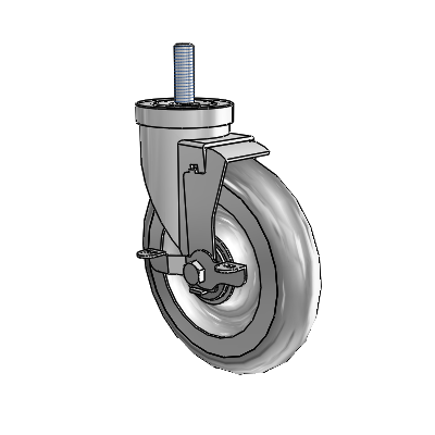 30 Series Threaded Stem Zinc Swivel Caster with 6 x 1.25 PolyLock (Grey) Wheel and VertiLoc Brake