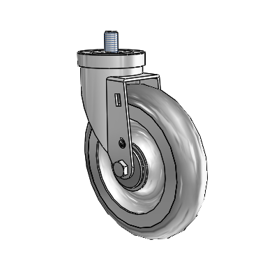 30 Series Threaded Stem Zinc Swivel Caster with 6 x 1.25 PolyLock (Grey) Wheel