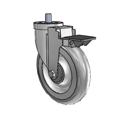 30 Series Threaded Stem Zinc Swivel Caster with 6 x 1.25 Advantage TPR (Round) Wheel and PosiLoc Brake