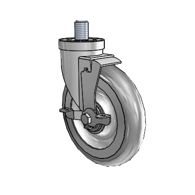 30 Series Threaded Stem Zinc Swivel Caster with 6 x 1.25 Advantage TPR (Round) Wheel and VertiLoc Brake
