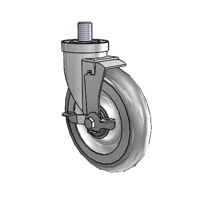 30 Series Threaded Stem Zinc Swivel Caster with 6 x 1.25 Advantage TPR (Round) Wheel and VertiLoc Brake
