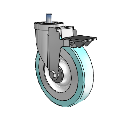 30 Series Threaded Stem Zinc Swivel Caster with 6 x 1.25 Advantage Health Wheel and PosiLoc Brake
