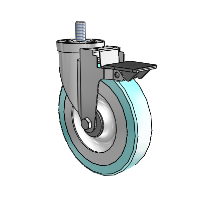30 Series Threaded Stem Zinc Swivel Caster with 6 x 1.25 Advantage Health Wheel and PosiLoc Brake