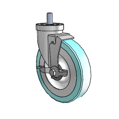 30 Series Threaded Stem Zinc Swivel Caster with 6 x 1.25 Advantage Health Wheel and VertiLoc Brake