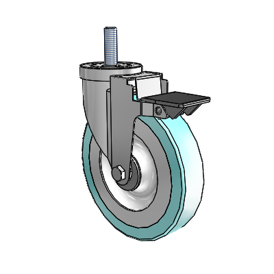 30 Series Threaded Stem Zinc Swivel Caster with 6 x 1.25 Advantage Health Wheel and PosiLoc Brake
