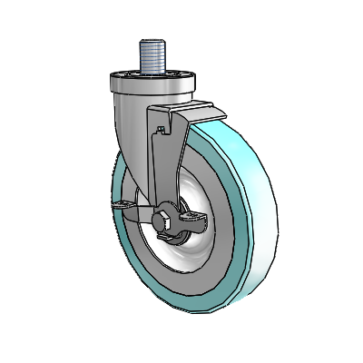 30 Series Threaded Stem Zinc Swivel Caster with 6 x 1.25 Advantage Health Wheel and VertiLoc Brake