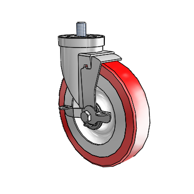 30 Series Threaded Stem Zinc Swivel Caster with 6 x 1.25 Advantage Heat (Flat) Wheel and VertiLoc Brake