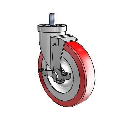 30 Series Threaded Stem Zinc Swivel Caster with 6 x 1.25 Advantage Heat (Flat) Wheel and VertiLoc Brake