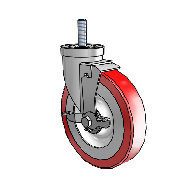 30 Series Threaded Stem Zinc Swivel Caster with 6 x 1.25 Advantage Heat (Flat) Wheel and VertiLoc Brake