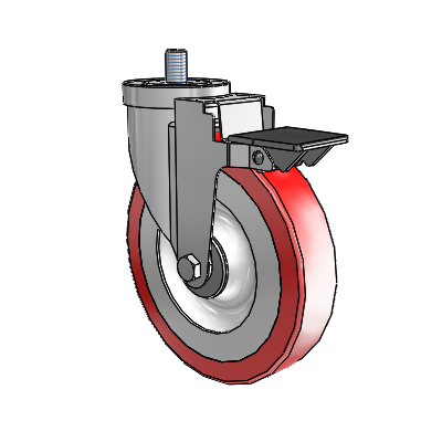 30 Series Threaded Stem Zinc Swivel Caster with 6 x 1.25 Advantage Heat (Flat) Wheel and PosiLoc Brake