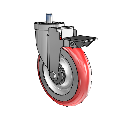 30 Series Threaded Stem Zinc Swivel Caster with 6 x 1.25 Advantage Heat (Round) Wheel and PosiLoc Brake