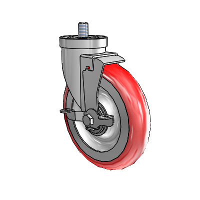 30 Series Threaded Stem Zinc Swivel Caster with 6 x 1.25 Advantage Heat (Round) Wheel and VertiLoc Brake