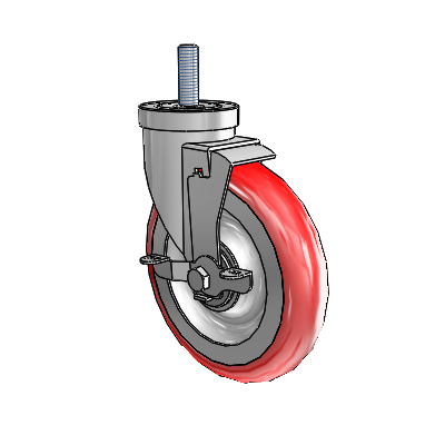 30 Series Threaded Stem Zinc Swivel Caster with 6 x 1.25 Advantage Heat (Round) Wheel and VertiLoc Brake