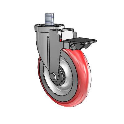 30 Series Threaded Stem Zinc Swivel Caster with 6 x 1.25 Advantage Heat (Round) Wheel and PosiLoc Brake