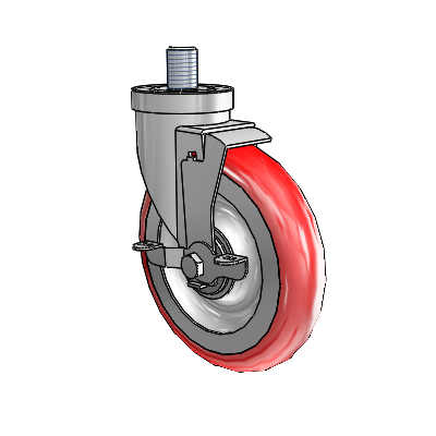30 Series Threaded Stem Zinc Swivel Caster with 6 x 1.25 Advantage Heat (Round) Wheel and VertiLoc Brake